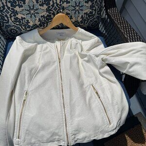 Calvin Klein White leather jacket  with Gold details